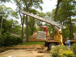 Block being craned in