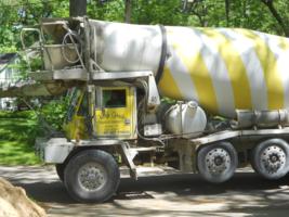 concrete truck in driveway