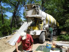 concrete truck in driveway