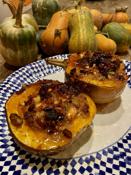 Acorn squash, chestnut and apple stuffed