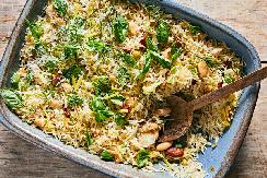 Rice, Baked with White Beans, Leeks and Lemon